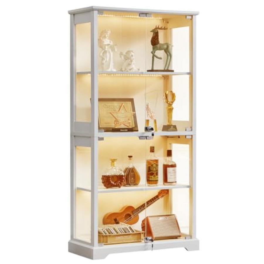 Glass Cabinet Display - Farmhouse Glass Display Cabinet with Lock