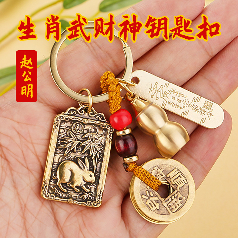 Token Coin Mechanism - Copper zodiac Luck Token Keychain Lucky