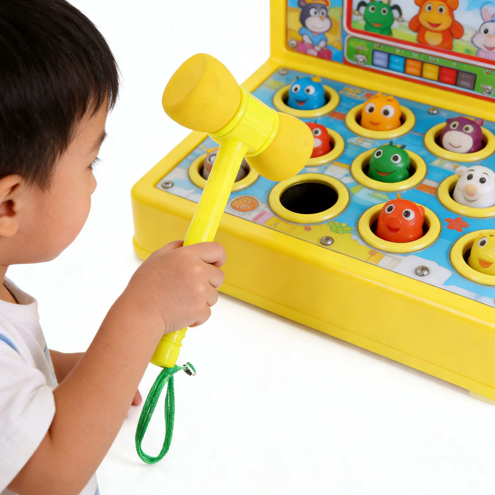 Whack A Mole Arcade - Yellow Interactive Mole Game Hammer T-Shaped