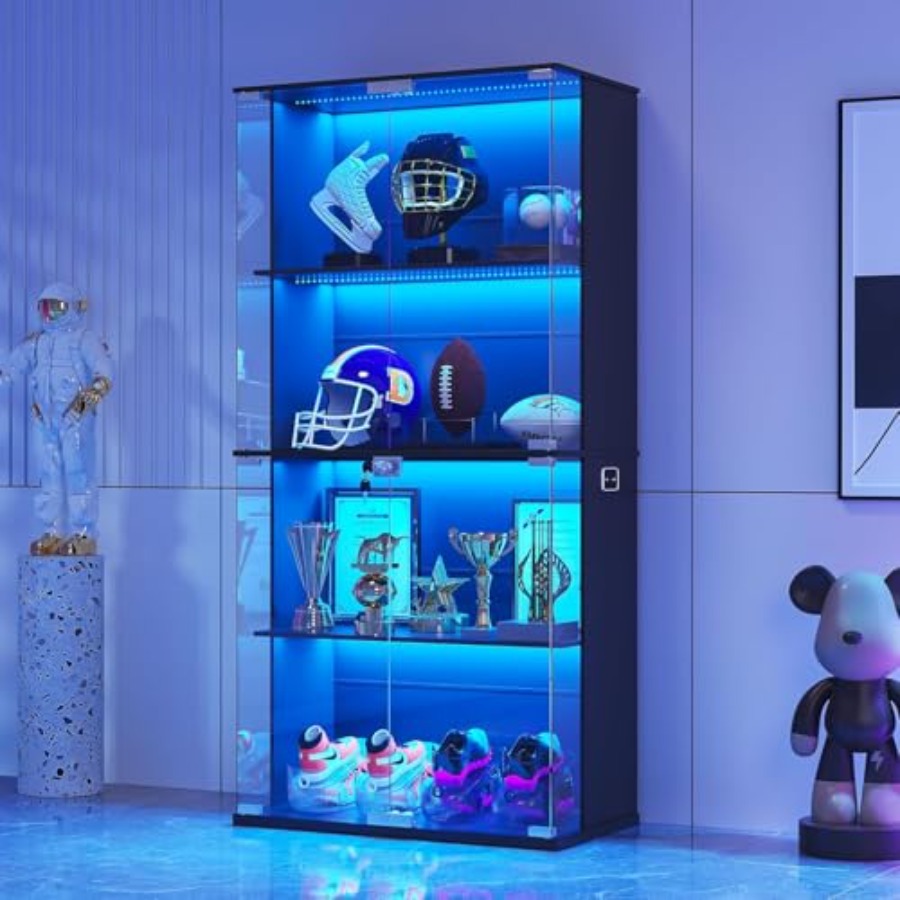 Glass Cabinet Display - Black Display Cabinet with Glass Door,