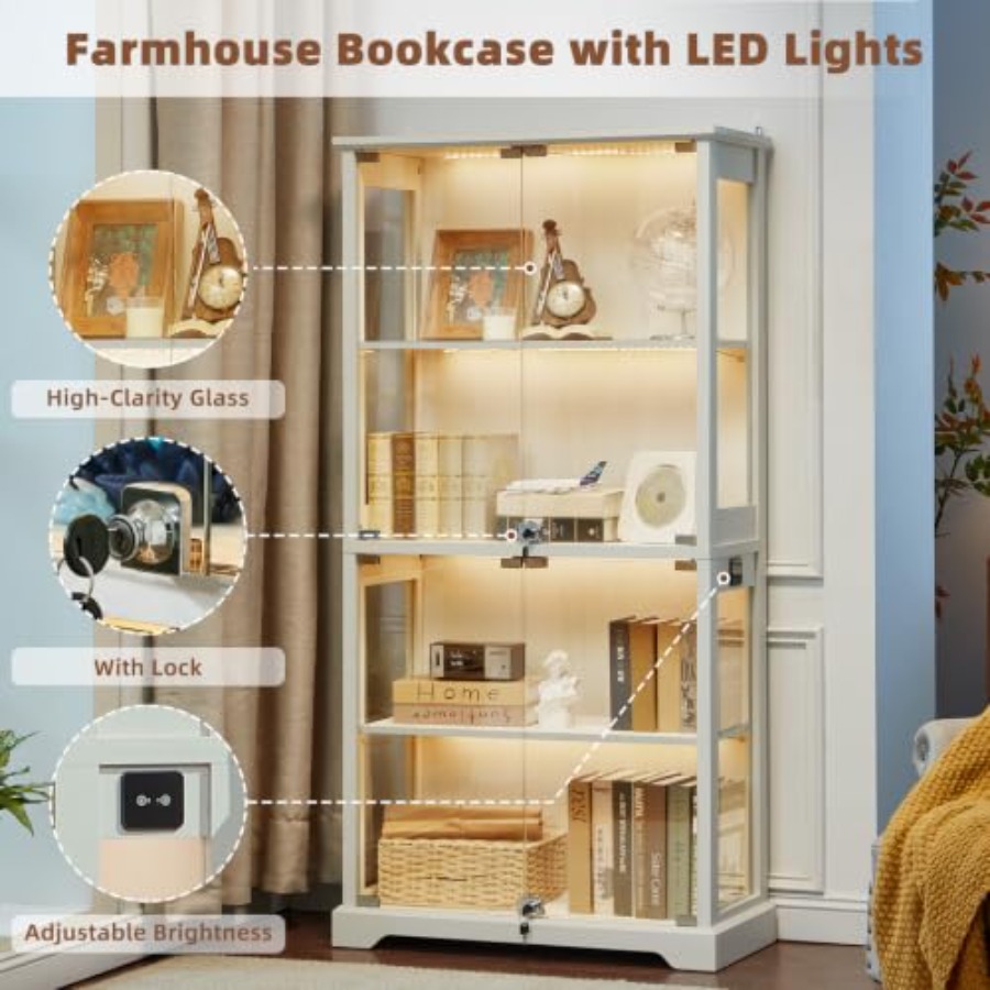 Farmhouse Glass Display Cabine - огляд і ціна Glass Cabinet Display