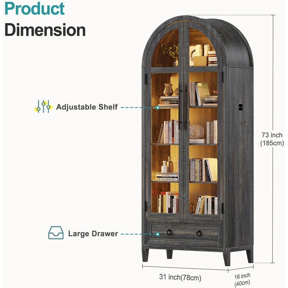 73 Arched Glass Display Cabine - огляд і ціна Glass Cabinet Display