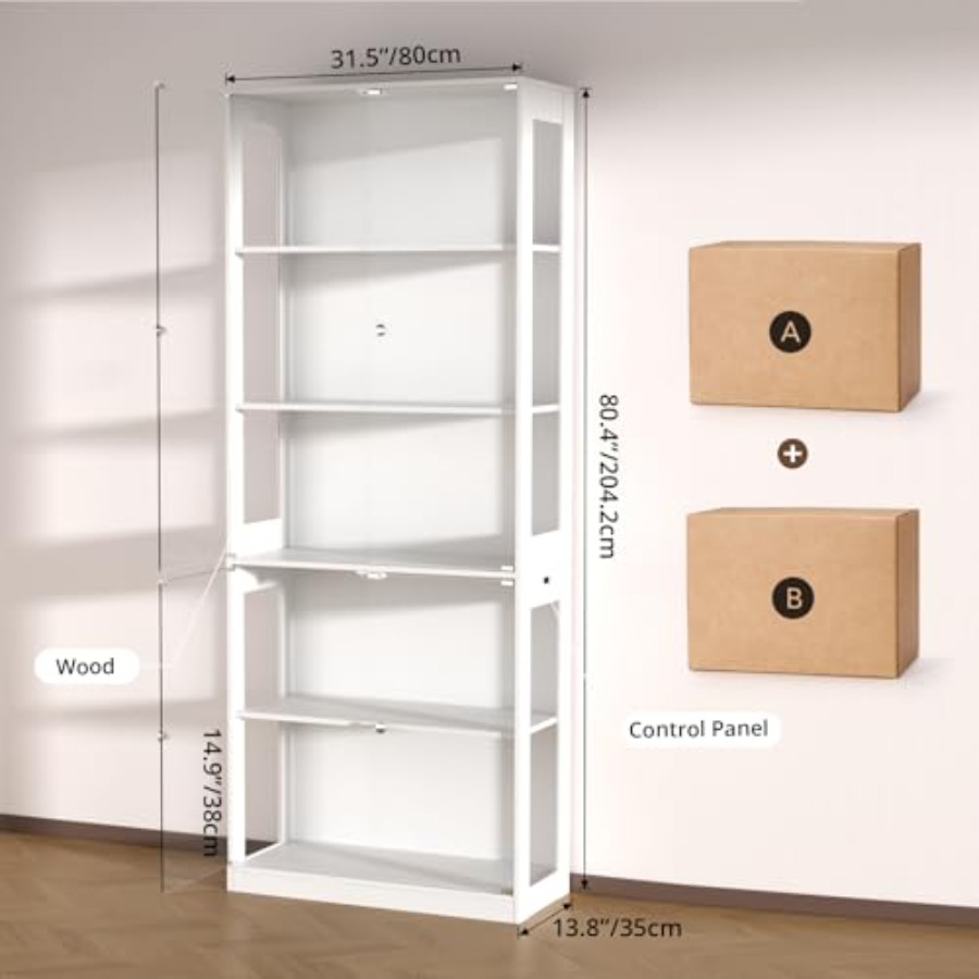 80'' Display Cabinet with Glas - огляд і ціна Glass Cabinet Display