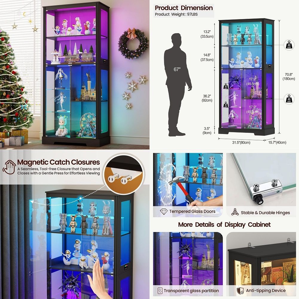 Lighted Corner Display Curio C - огляд і ціна Glass Cabinet Display