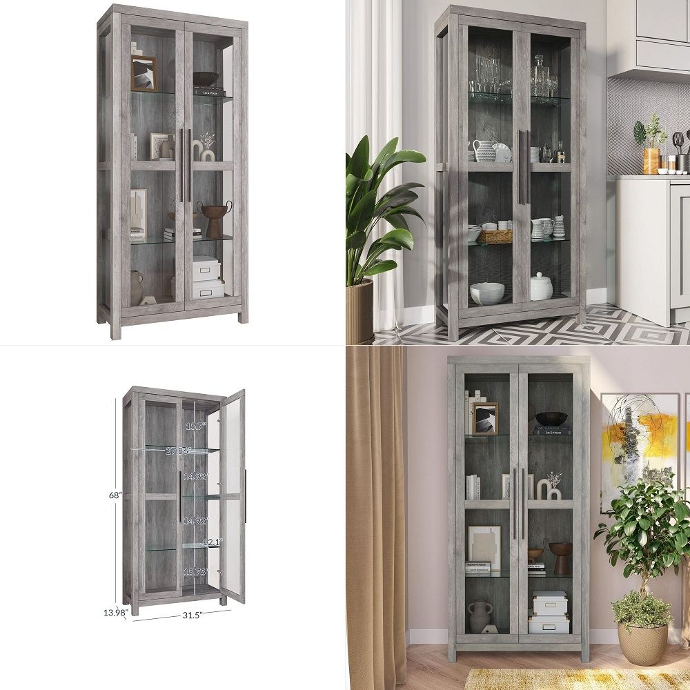Glass Display Cabinet, Tall Cu - огляд і ціна Glass Cabinet Display
