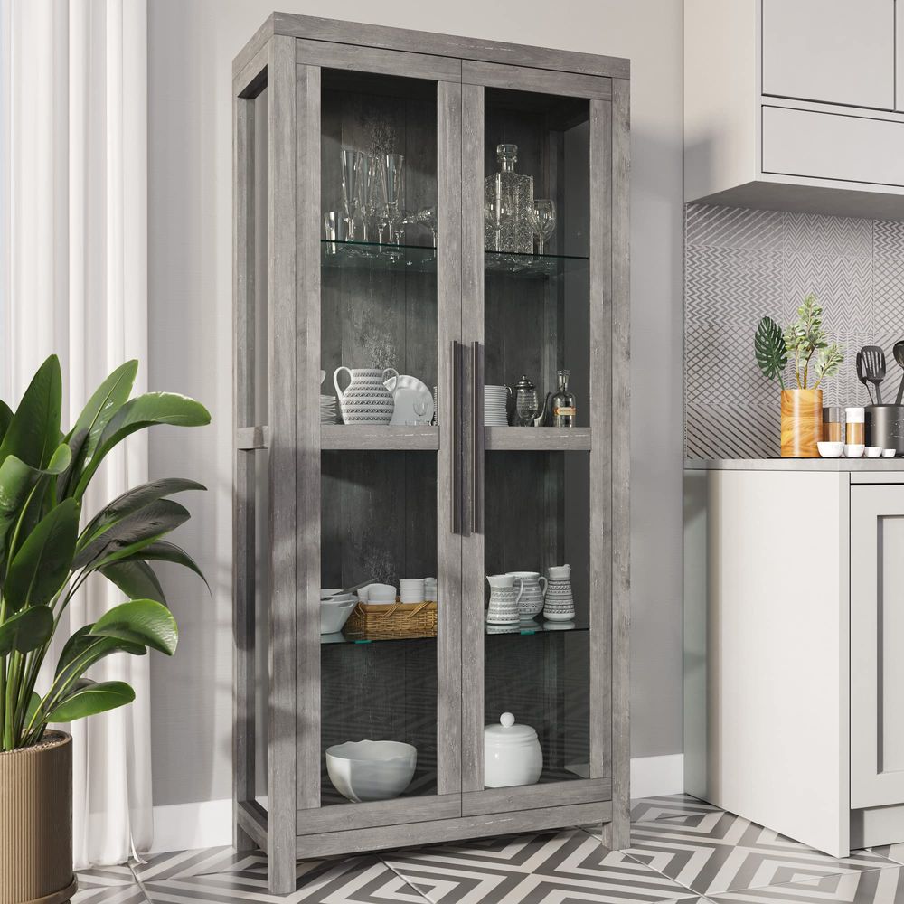 Glass Display Cabinet, Tall Cu - огляд і ціна Glass Cabinet Display