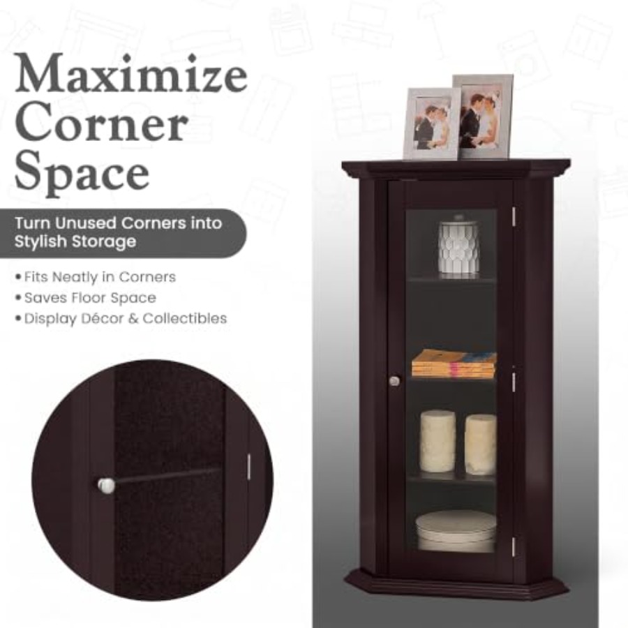 Corner curio display cabinet f - огляд і ціна Glass Cabinet Display
