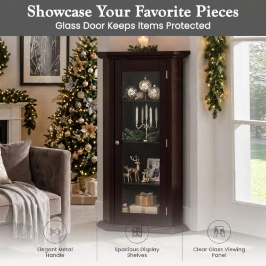 Corner curio display cabinet f - огляд і ціна Glass Cabinet Display