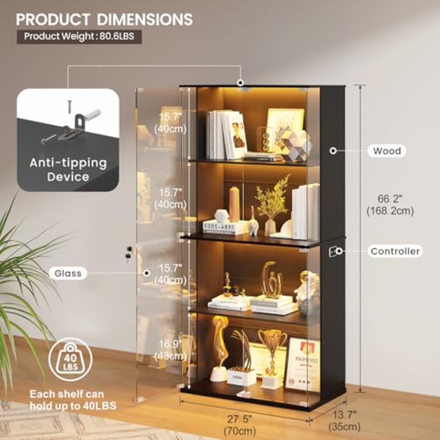 Black Display Cabinet with Gla - огляд і ціна Glass Cabinet Display